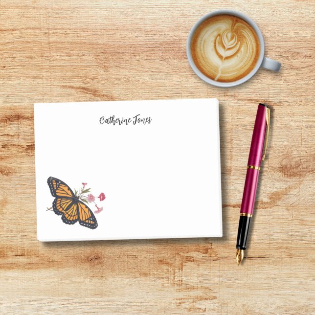 Monarch Butterfly With Name Personalized Post-it Notes (Personalize this beautiful monarch butterfly and enjoy writing colorful notes and memos!)