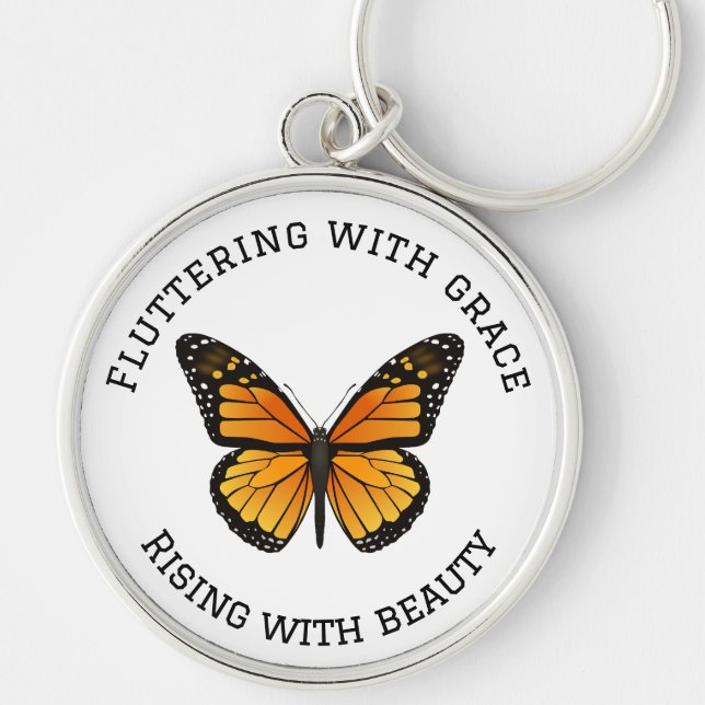 Monarch Butterfly with Quote Keychain (Front)