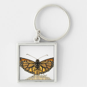 Monarch butterfly with wings spread keychain
