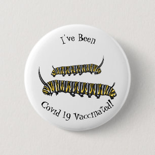 Monarch caterpillar cartoon illustration 2 inch round button