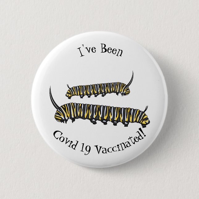 Monarch caterpillar cartoon illustration 2 inch round button (Front)
