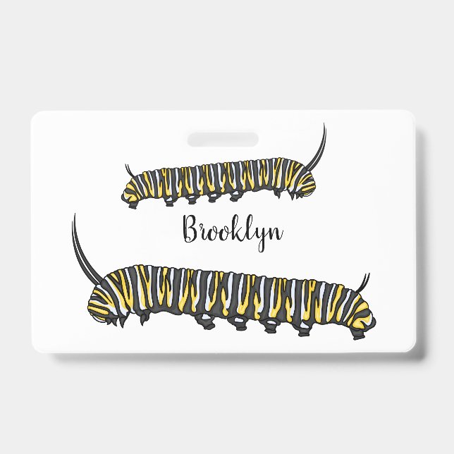 Monarch caterpillar cartoon illustration   badge (Front)
