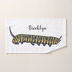 Monarch caterpillar cartoon illustration bath towel set