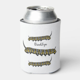 Monarch caterpillar cartoon illustration  can cooler