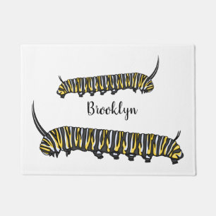 Monarch caterpillar cartoon illustration  doormat