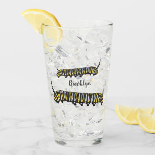 Monarch caterpillar cartoon illustration glass