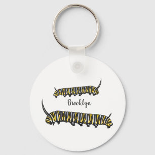 Monarch caterpillar cartoon illustration  keychain
