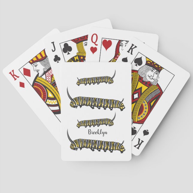 Monarch caterpillar cartoon illustration  playing cards (Back)
