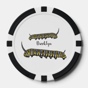 Monarch caterpillar cartoon illustration  poker chips