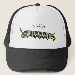 Monarch caterpillar cartoon illustration  trucker hat
