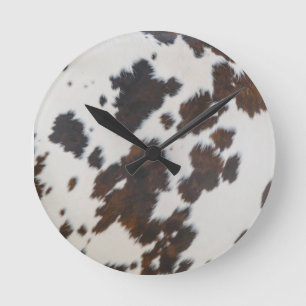 Monarch Cow Black  Fur  Round Clock