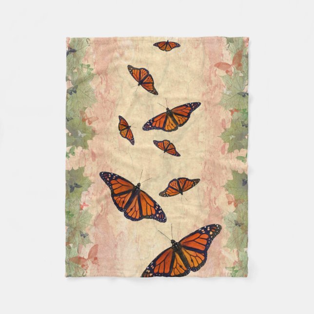 Monarch Garden Fleece Blanket (Front)