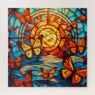 Monarch glow stained glass art puzzle
