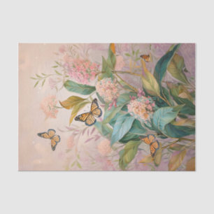 Monarch Meadow & Milkweed on Pink Tissue Paper