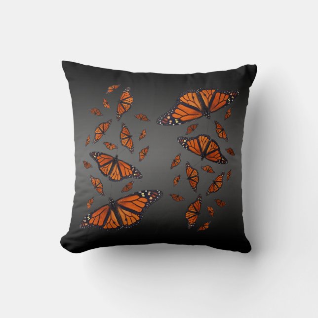 Monarch Medley Pillow (Grey/Black) (Front)
