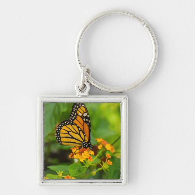Monarch On Lantana Keychain (Front)