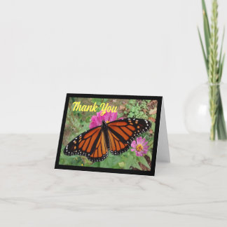Monarch on Pink Zinnia Thank You Card