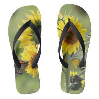 Monarch on Sunflowers Flip Flop Sandals