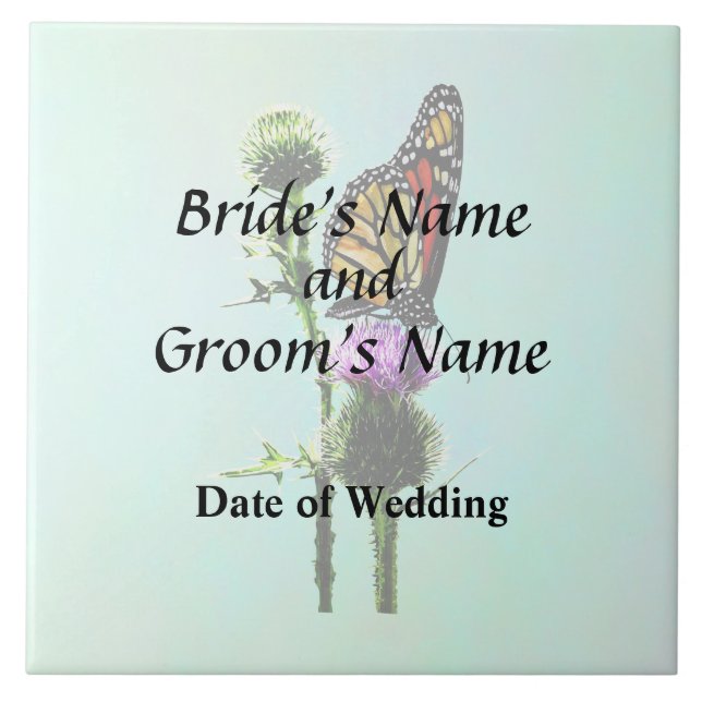 Monarch on Thistle Wedding Products Tile (Front)