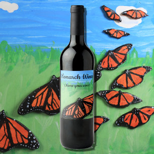 Monarch Wine Butterfly Folk Art Label