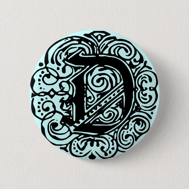 Monarchia Black  "D" 2 Inch Round Button (Front)