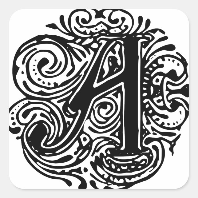 Monarchia Black Letter "A" Square Sticker (Front)