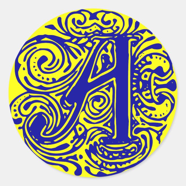 Monarchia Blue "A" Classic Round Sticker (Front)
