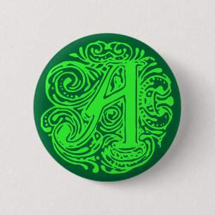 Monarchia Green "A" 2 Inch Round Button