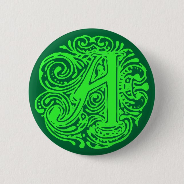 Monarchia Green  "A" 2 Inch Round Button (Front)