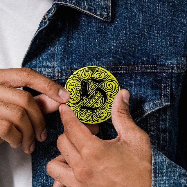 Monarchia "S" 2 Inch Round Button (S Monogram fancy text monarchia pinback button badge
)