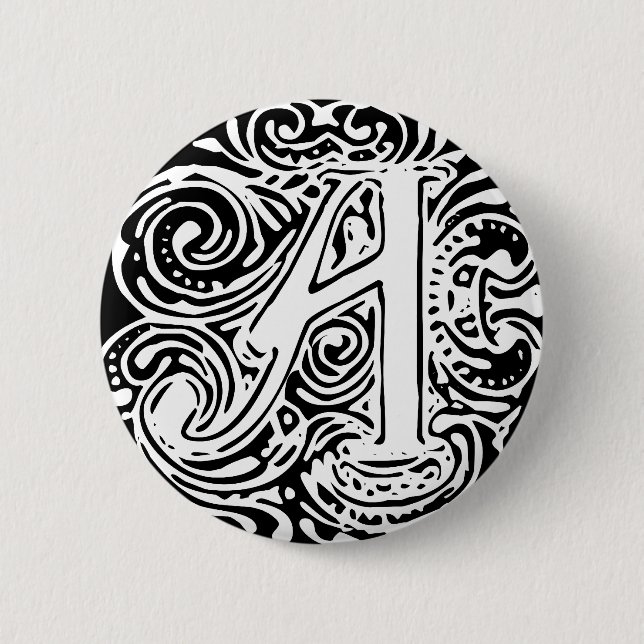 Monarchia White Letter "A" 2 Inch Round Button (Front)