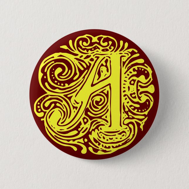 Monarchia Yellow "A" 2 Inch Round Button (Front)