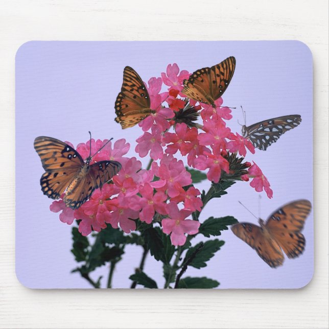 Monarchs and Pink Penta Mouse Pad (Front)