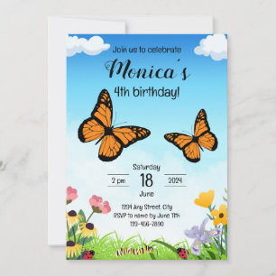 Monarque Papillon Anniversaire Invitation