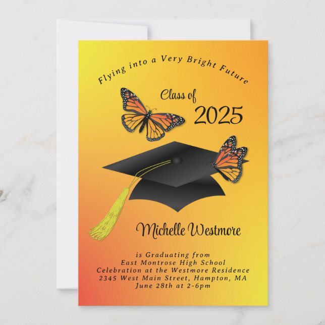 Monarque Papillon Graduation Party Invitation (Devant)