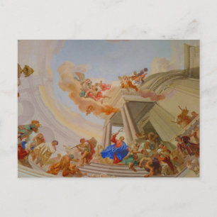 monastery abbey neresheim church painting postcard