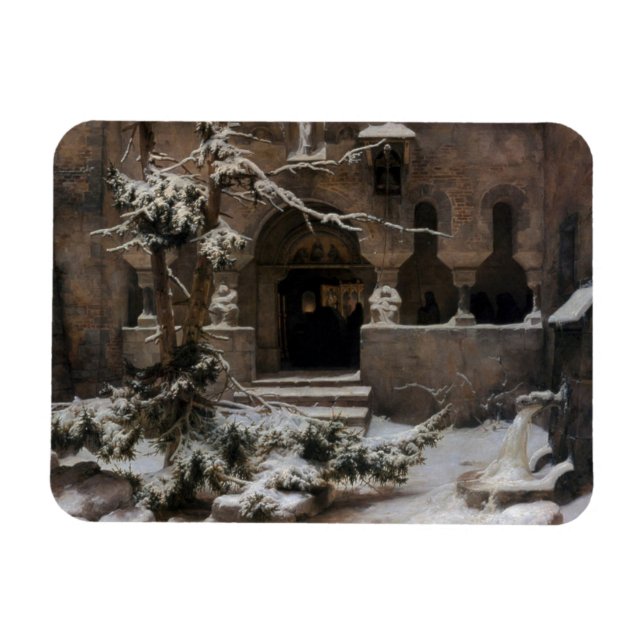 Monastery in Winter Snow (by Karl Lessing) Magnet (Horizontal)