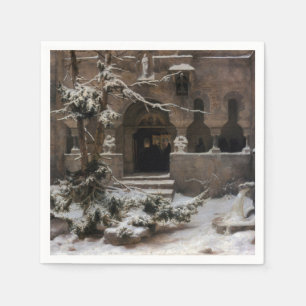 Monastery in Winter Snow (by Karl Lessing) Napkin