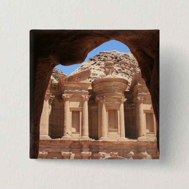 monastery petra 2 inch square button (Front)