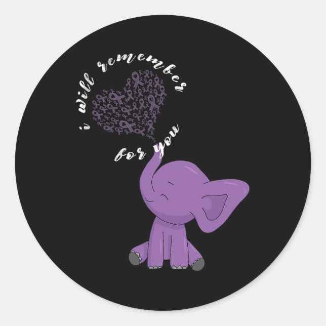 Monat I End Purple Bow Elephant  Classic Round Sticker (Front)