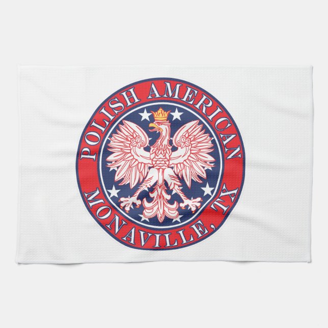 Monaville Texas Polish American Eagle Kitchen Towel (Horizontal)