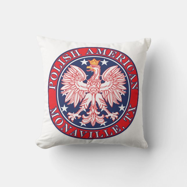 Monaville Texas Polish American Eagle Throw Pillow (Front)