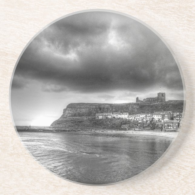 Monchrome Sweeping Storm Over The Abbey Coaster (Front)