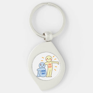 Monday Blues vs Friday Vibes – Comic Mood Doodles Keychain