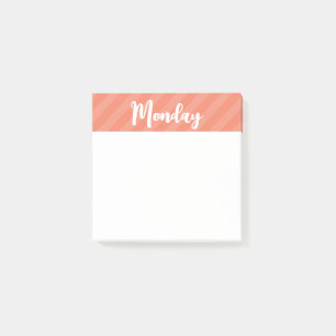 Monday - Coral - Days of the Week - Post It Notes