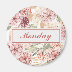 Monday Day of the Week Organizer Floral  Magnet