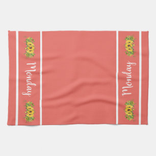 Monday Day of the Week Sunflower Kitchen Towel