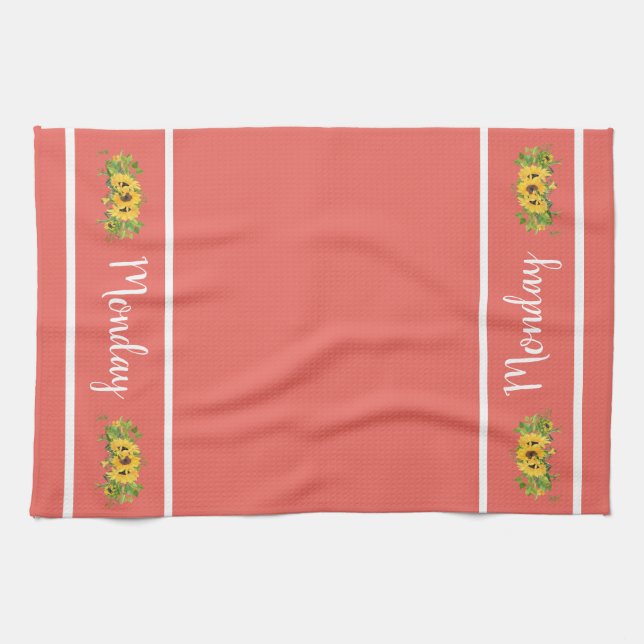 Monday Day of the Week Sunflower Kitchen Towel (Horizontal)