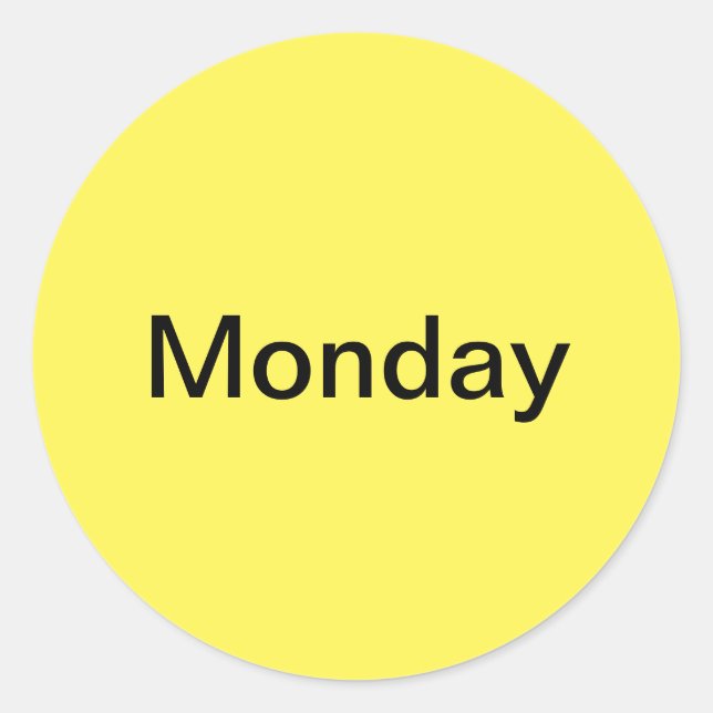 Monday Day of the Week Yellow Stickers (Front)