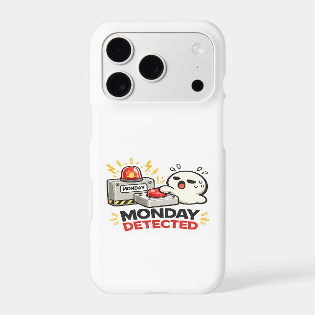 Monday Detected - Funny Cute Tired Character Alarm (Back)